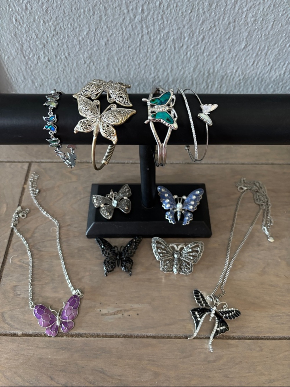 Butterfly Silver-Tone Mixed Color Jewelry Set - Unbranded